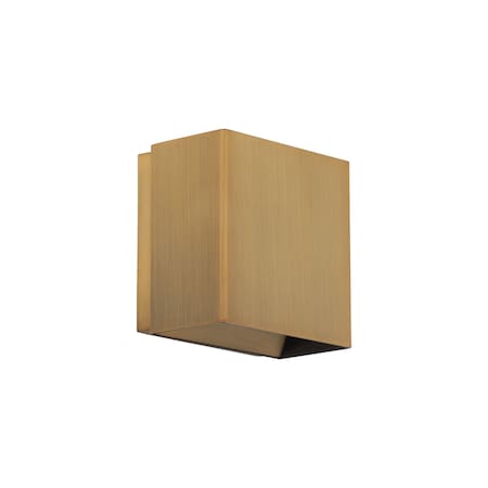 Dweled Boxi 5in LED Wall Sconce 3-CCT 2700K-3000K-3500K Set to 3000K in Aged Brass WS-451